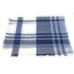 90% Wool 10% Cashmere Lightweight Oversized Scarf - Blue & White Check - V1